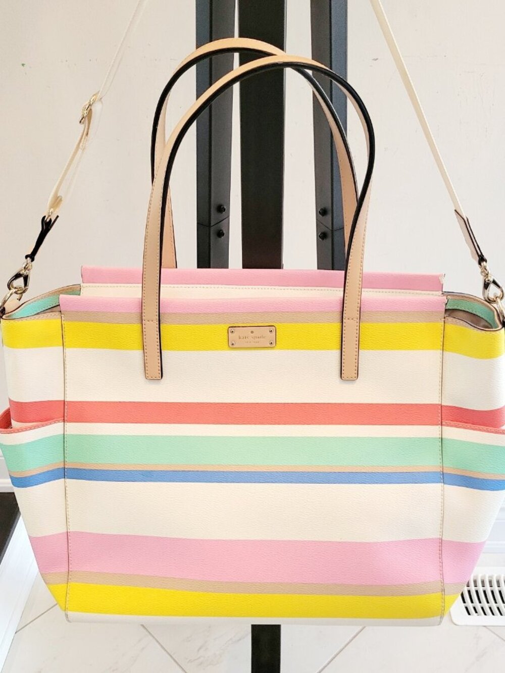 Kate Spade New York Grove Street Dune Stripe Vinyl Baby Tote Bag
